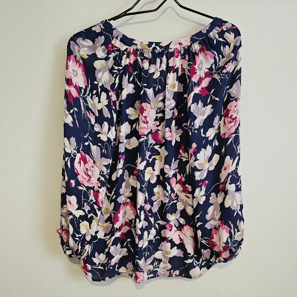 Women’s Joie 100% Silk Blue Floral Top, Small - Picture 3 of 6